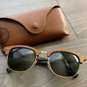Ray-Ban Clubmaster Wood-frame Sunglasses